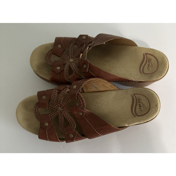 Dansko Women's Serena Sandal Floral Wedge Leather Size US 9.5 EURO 40 - Picture 3 of 5